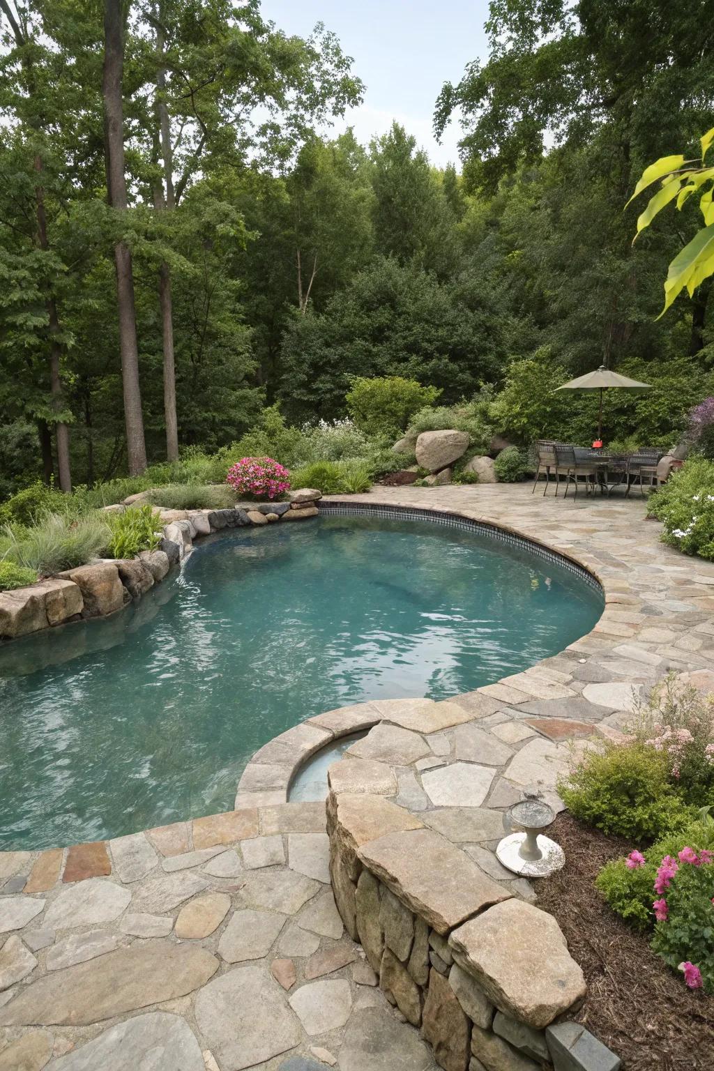 A free-form pool seamlessly integrated into the landscape