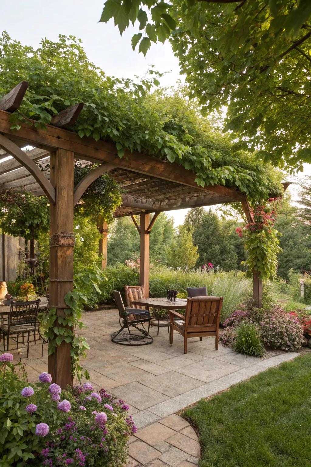 Add a pergola to your patio for shade and style.