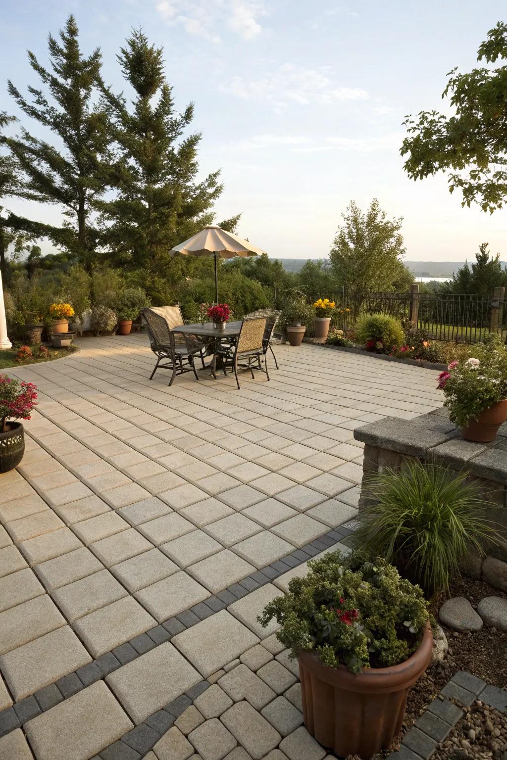 Classic square paver pattern offering timeless elegance.