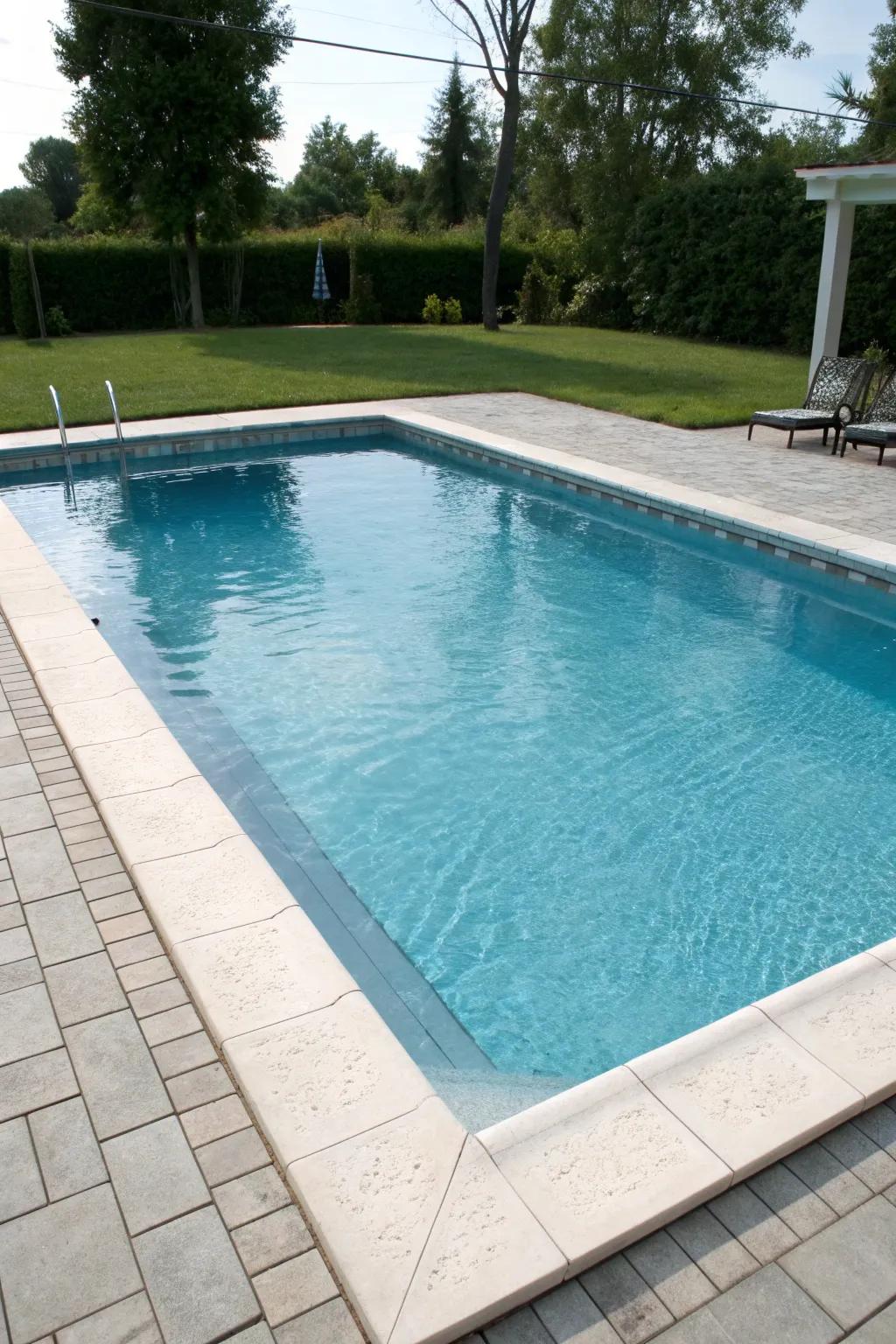 A classic rectangular 16x32 inground pool with a minimalistic design.