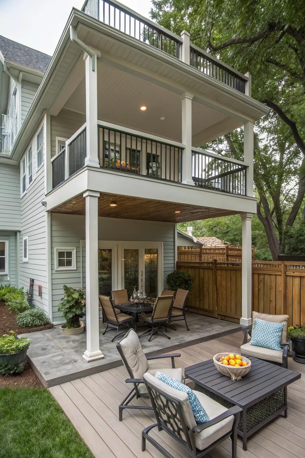 Maximize your space with a multi-level porch design.