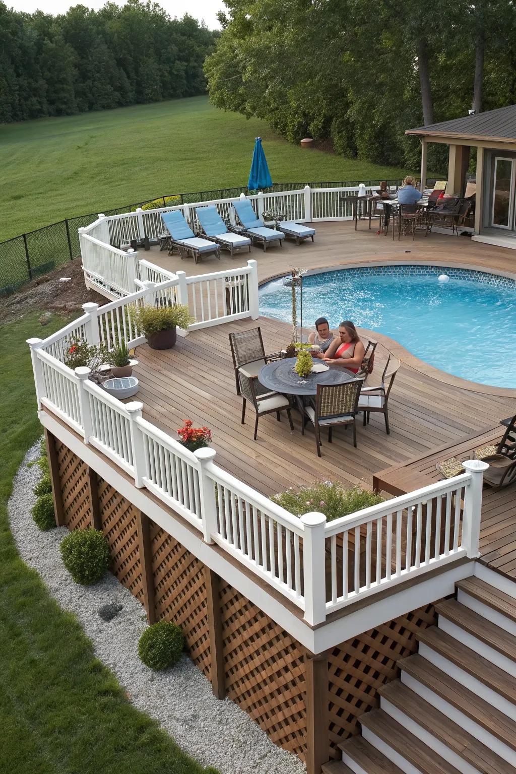 Create a multi-level deck for varied functionality and style.