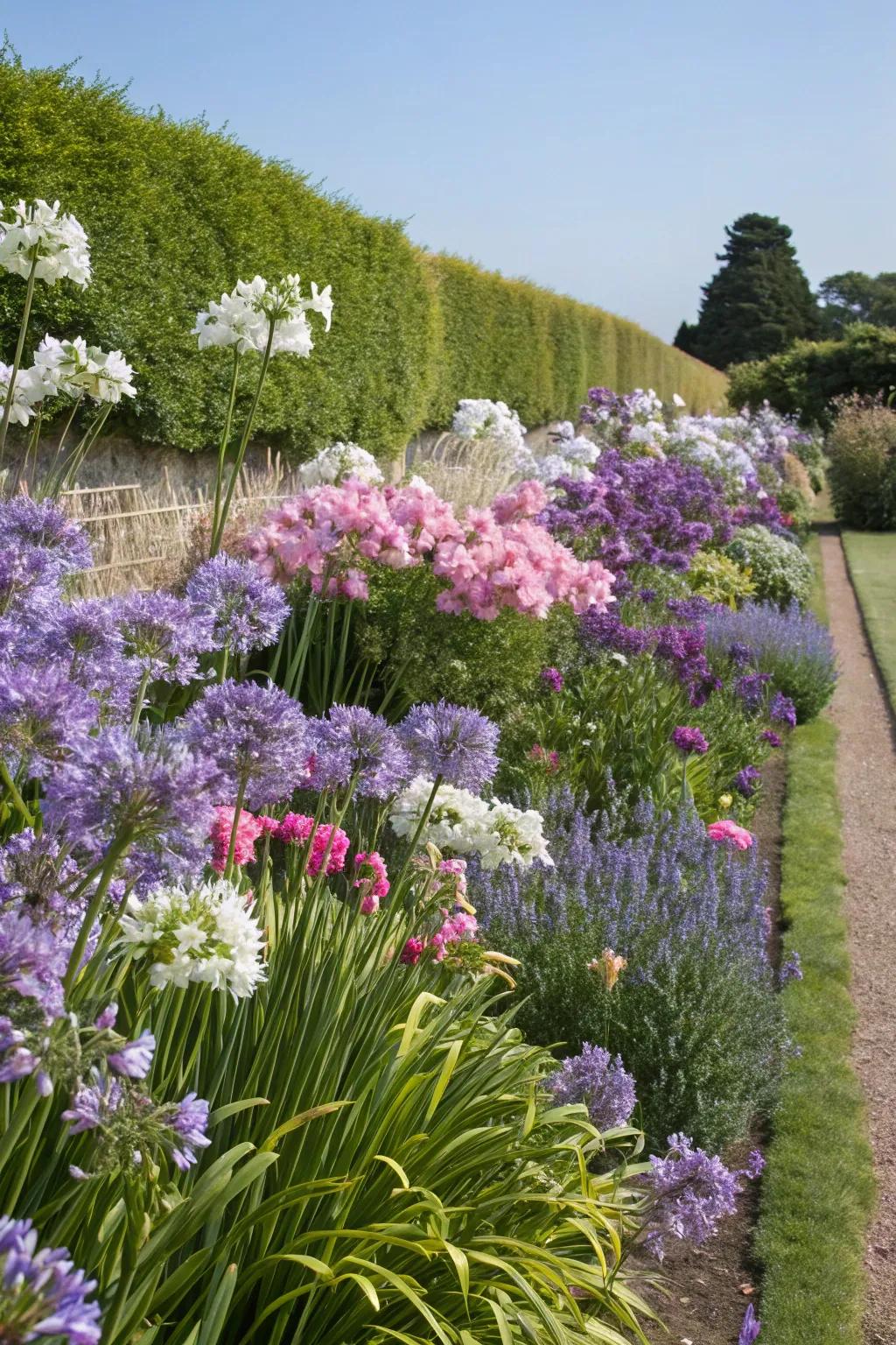 Create a captivating mixed border with agapanthus.