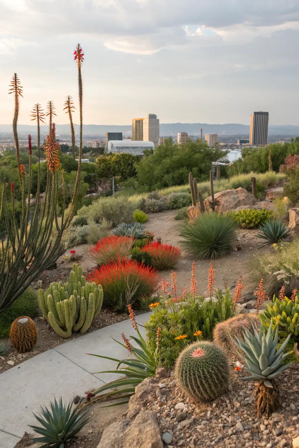Create a lush garden with drought-resistant plants.