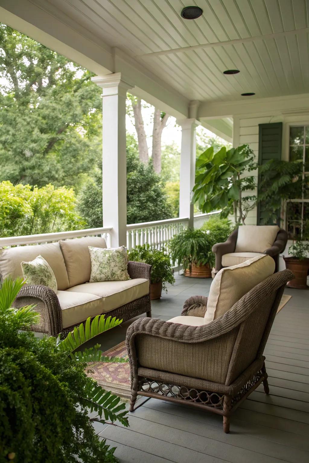 Comfortable seating can turn any porch into a cozy haven.