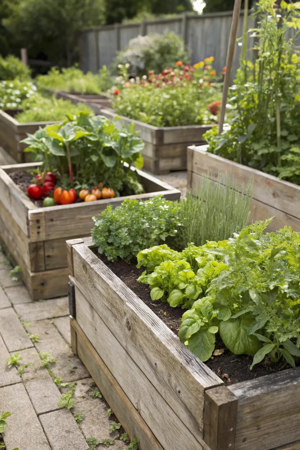 Raised beds neatly arranged for optimal gardening.