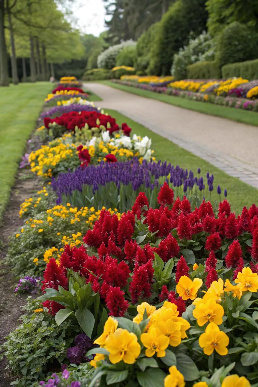 A vibrant mix of bright artificial flowers creating a stunning visual display.