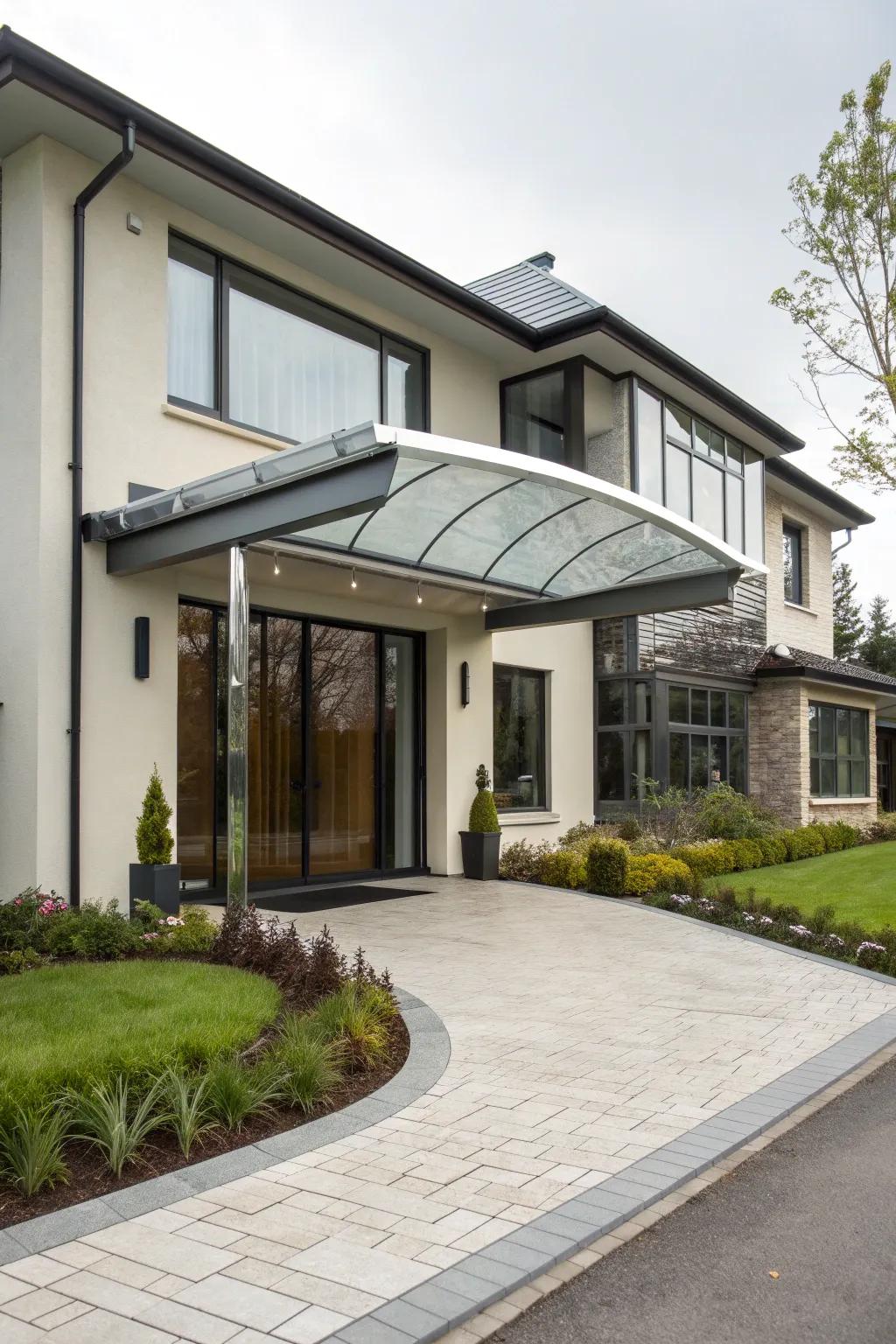 A classic metal awning adds a modern touch to any home.