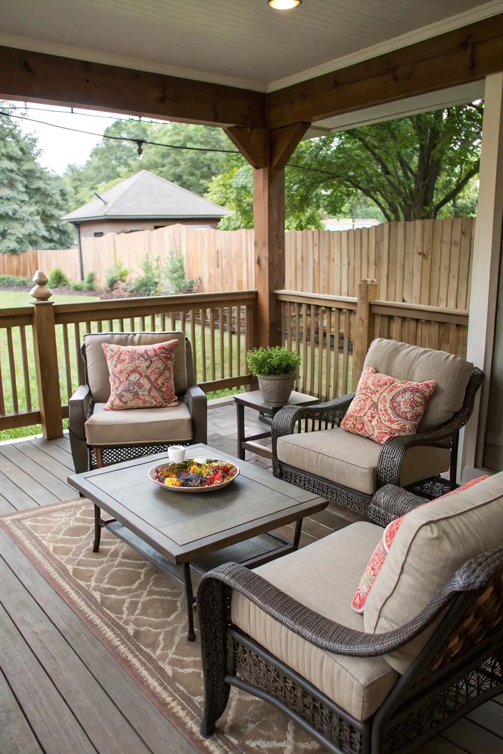 A cozy seating nook invites relaxation and conversation.