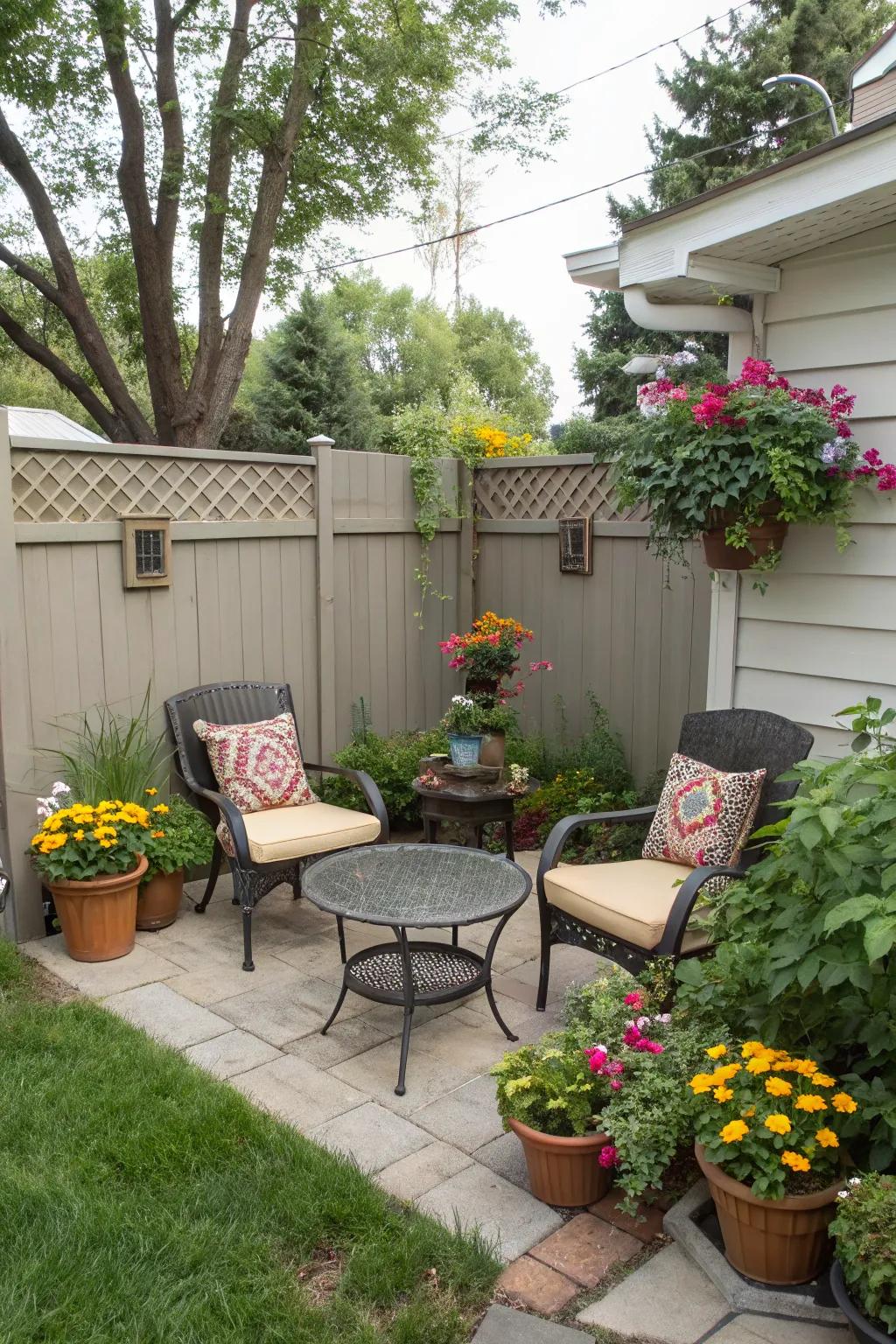 Create a cozy seating nook in your backyard corner for a relaxing retreat.