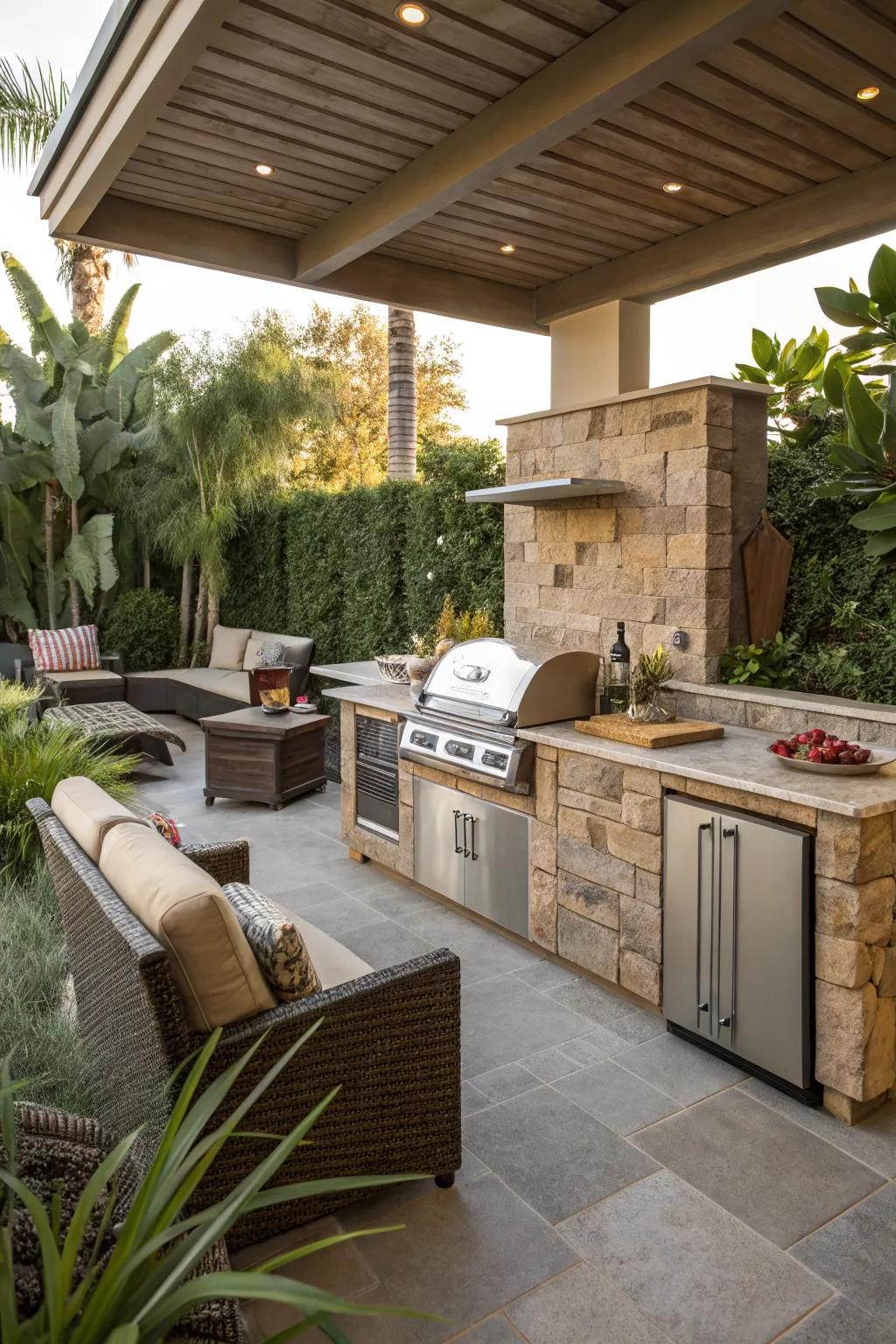 An outdoor kitchen brings functionality and flair to your BBQ patio.