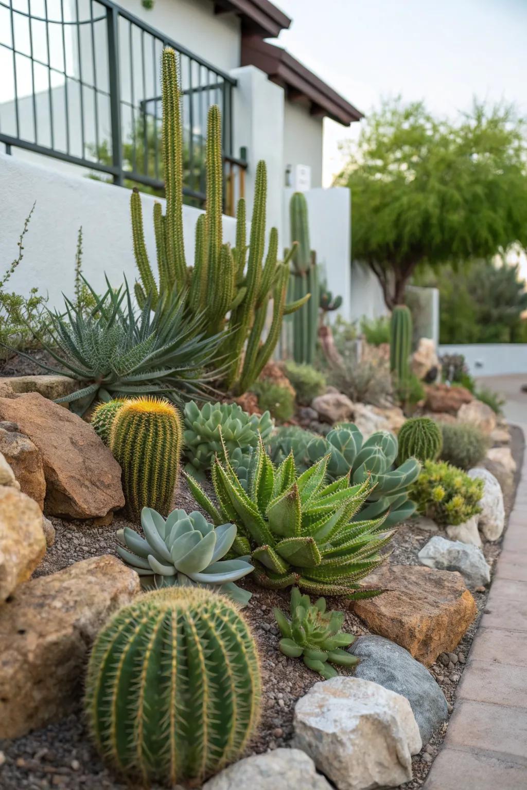 Cacti and succulents bring structure and color to your desert landscape.