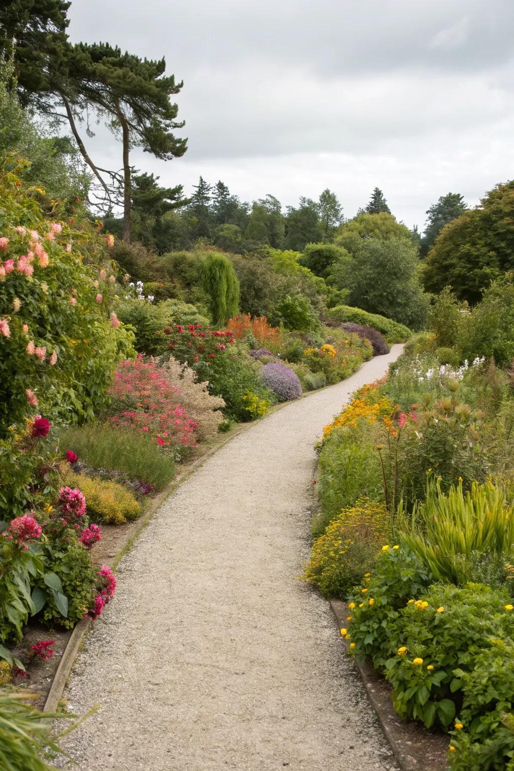 A gravel pathway adds charm and definition to any backyard.
