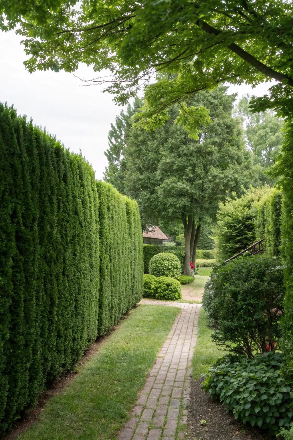 Tall hedges provide a natural and elegant solution for backyard privacy.