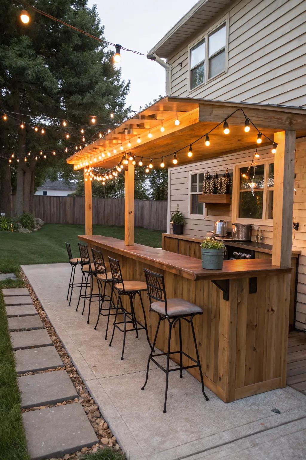 A backyard bar setup perfect for entertaining.