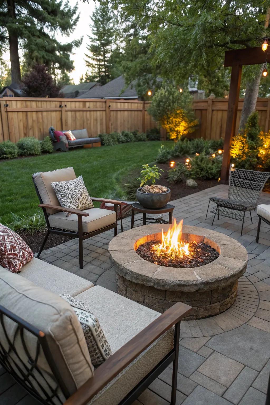 Warm up your evenings with a cozy fire pit centerpiece.