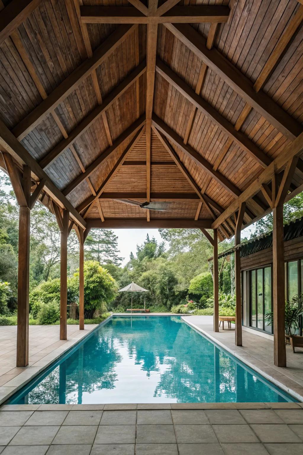 An open-air pavilion that blends beautifully with the outdoor environment.