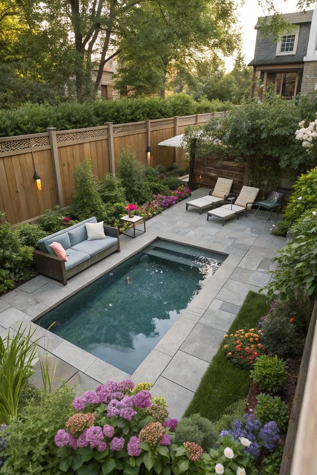 A small rectangular pool creating a big impression.