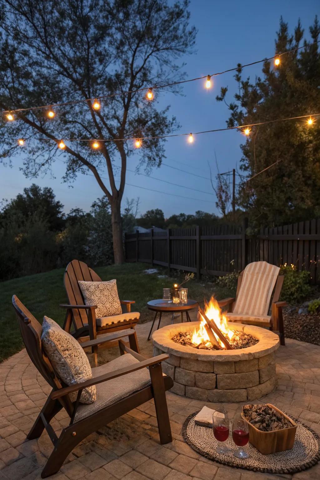A fire pit setup perfect for evening gatherings.