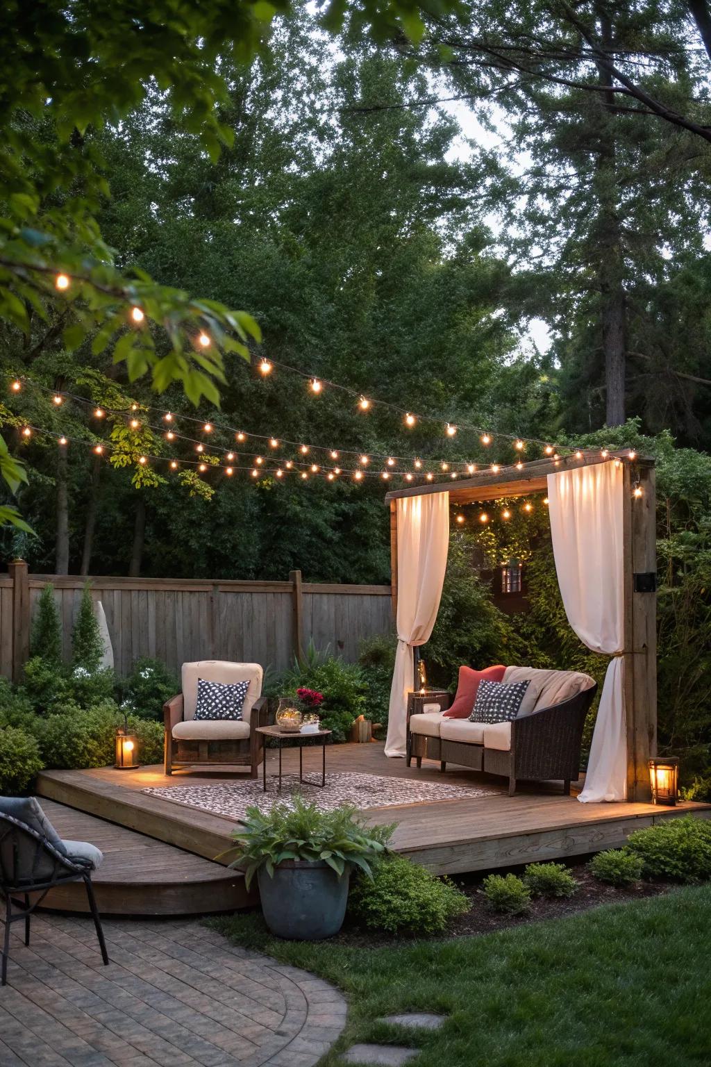 String lights add a magical touch to any backyard stage.