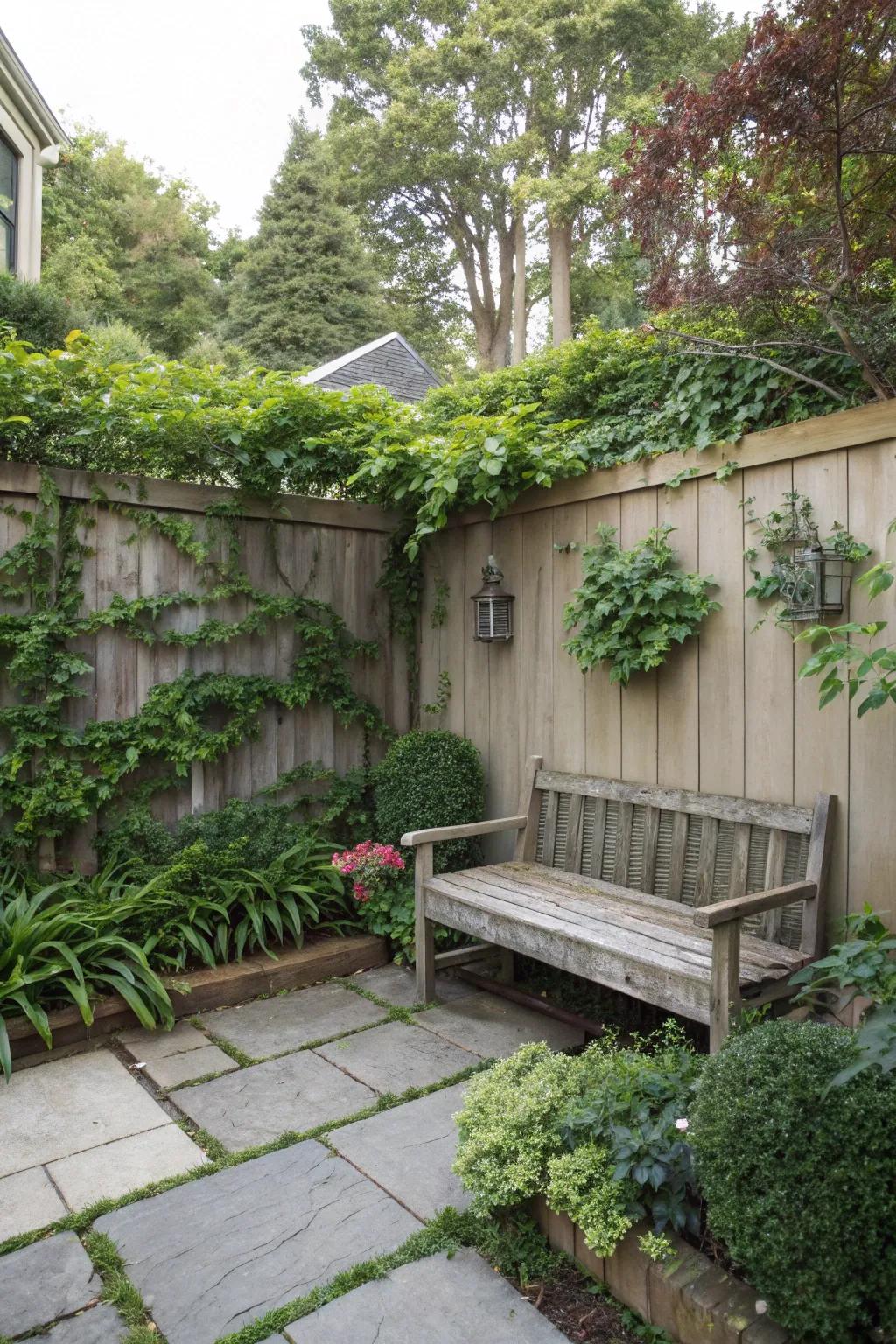 Create a welcoming seating nook in your backyard wall.