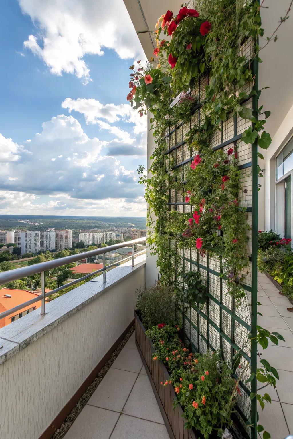 Create a green wall with a vertical garden trellis.