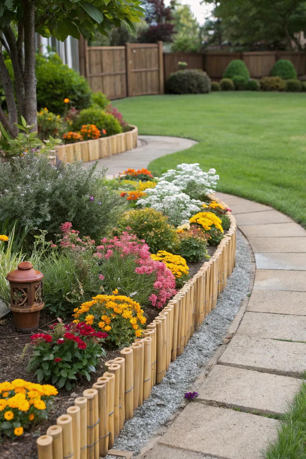 Neat and classic vertical bamboo edging.