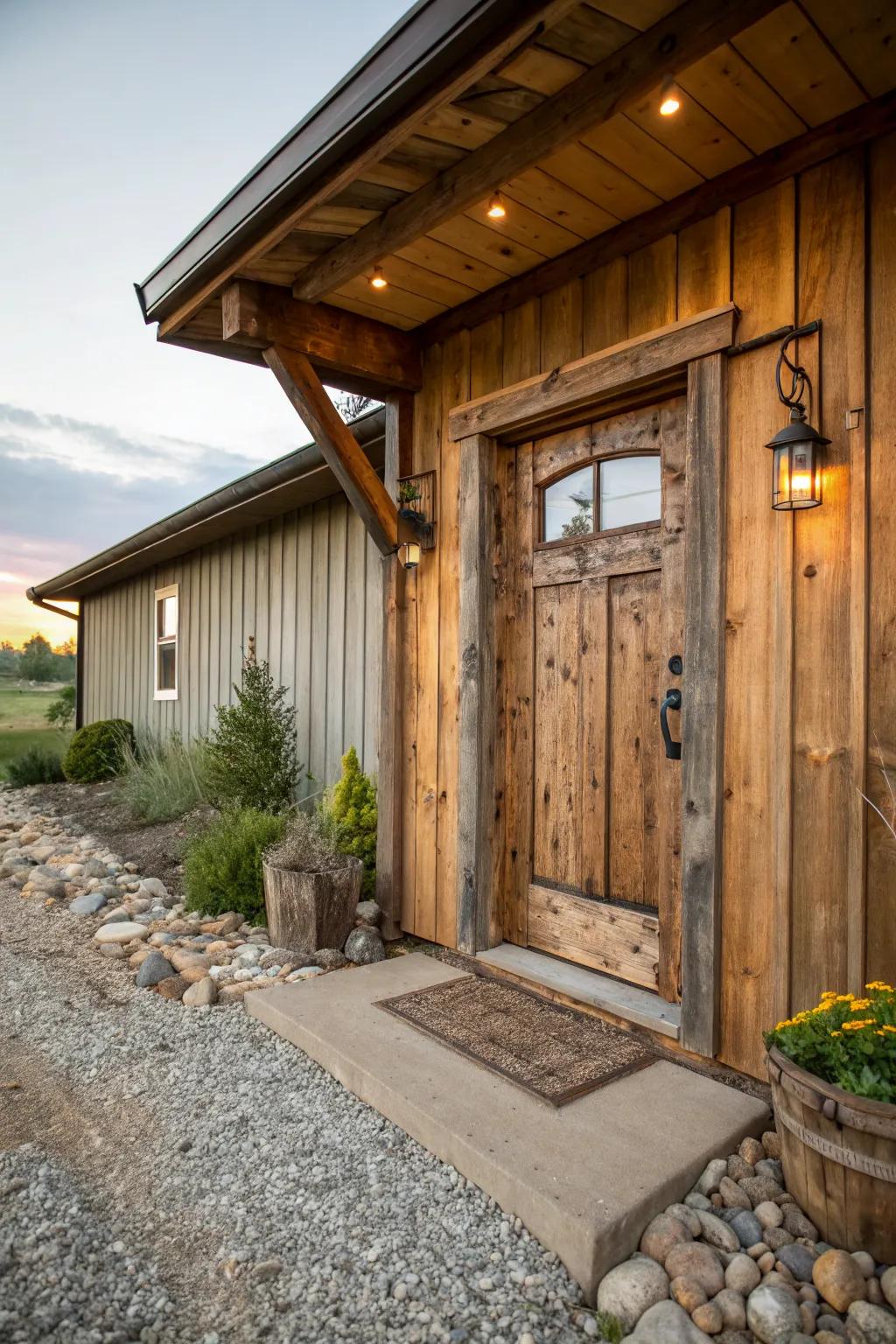 Rustic wooden door with earthy tones and character.