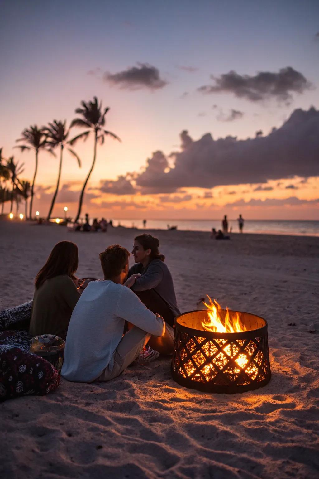 A portable fire pit is perfect for a hassle-free beach bonfire.