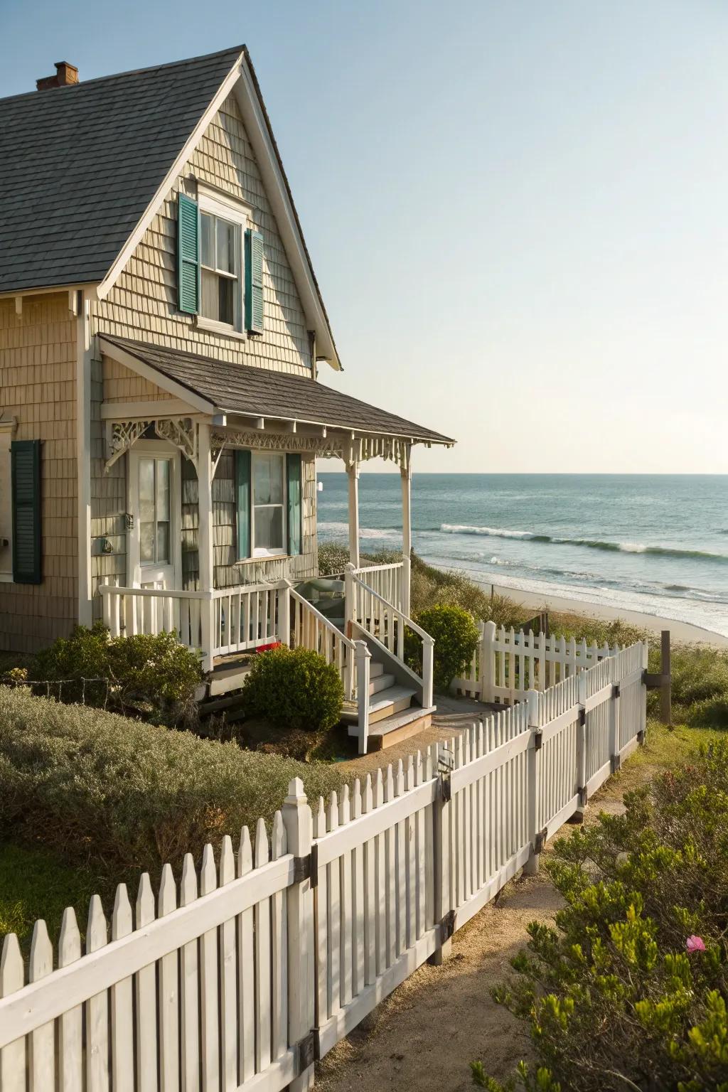 Embrace timeless charm with a classic white picket fence.