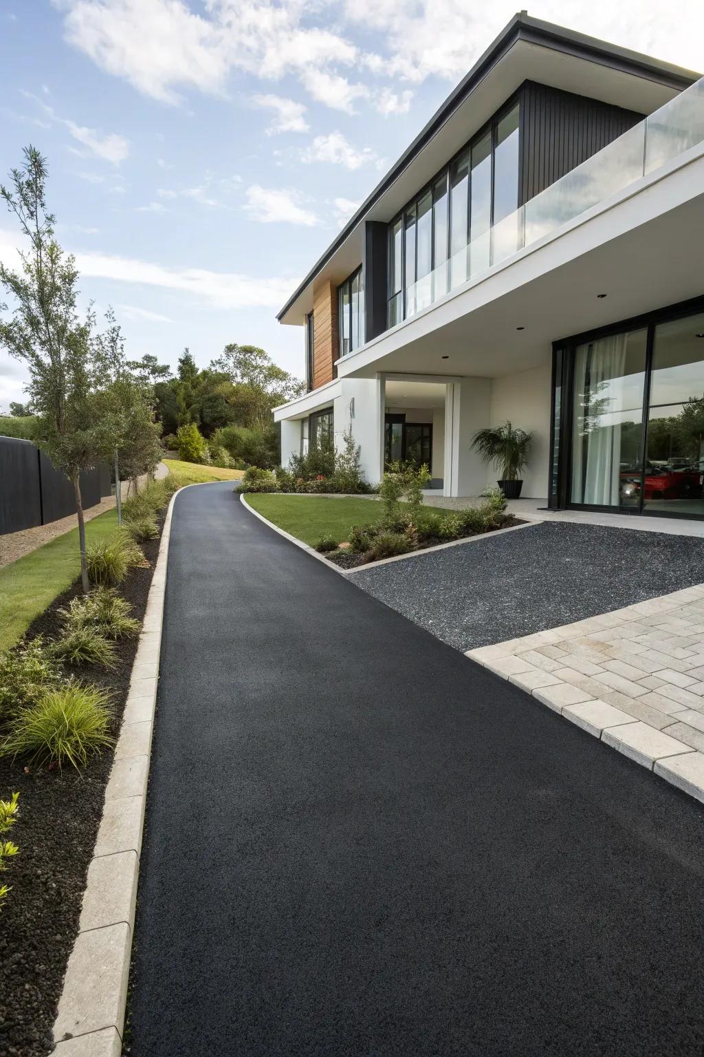 Sleek asphalt driveways offer a modern touch.