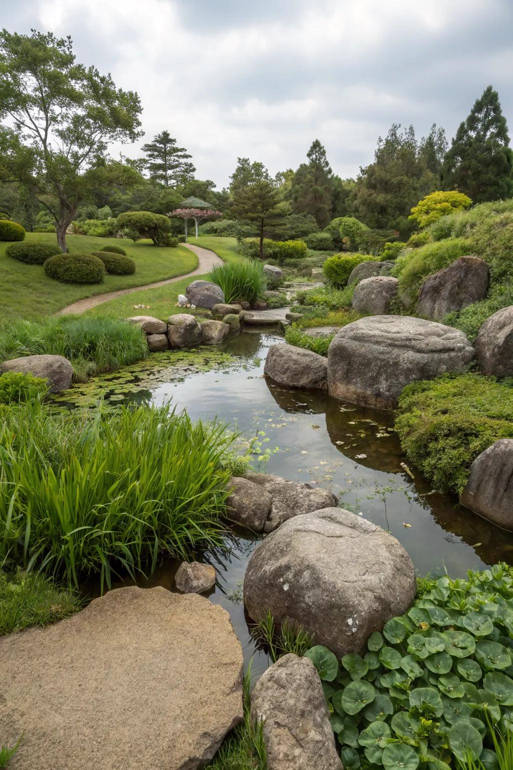 Embrace the beauty of nature with a boulder-inspired landscape.