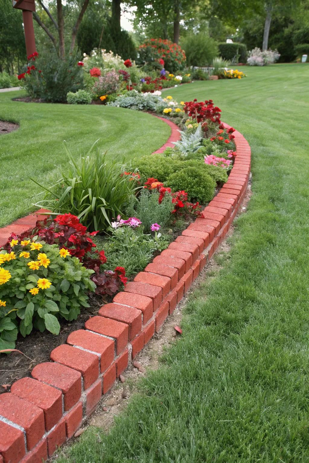 Classic brick edging for a neat and tidy garden bed.