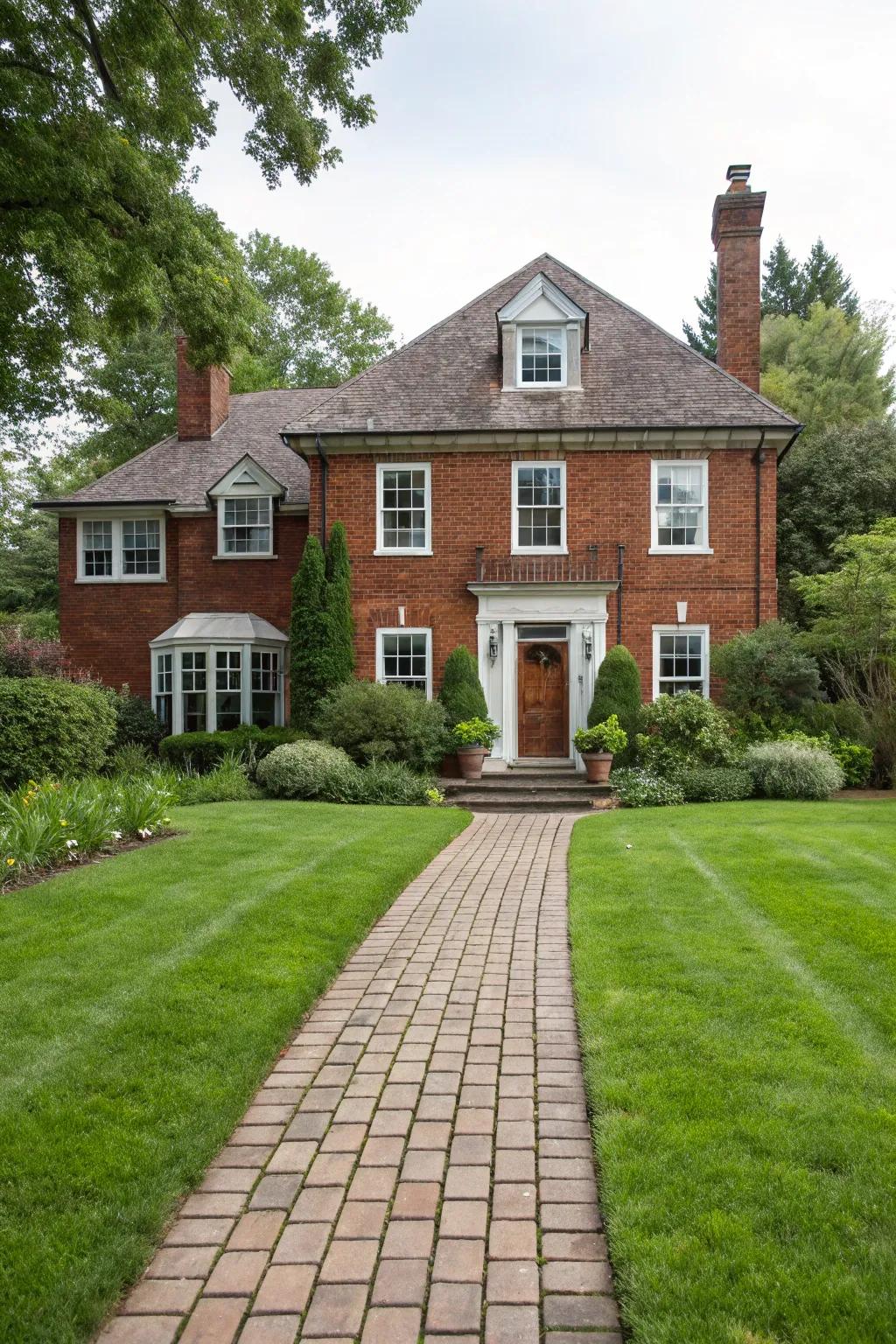 A traditional home exuding warmth with its classic red brick exterior.