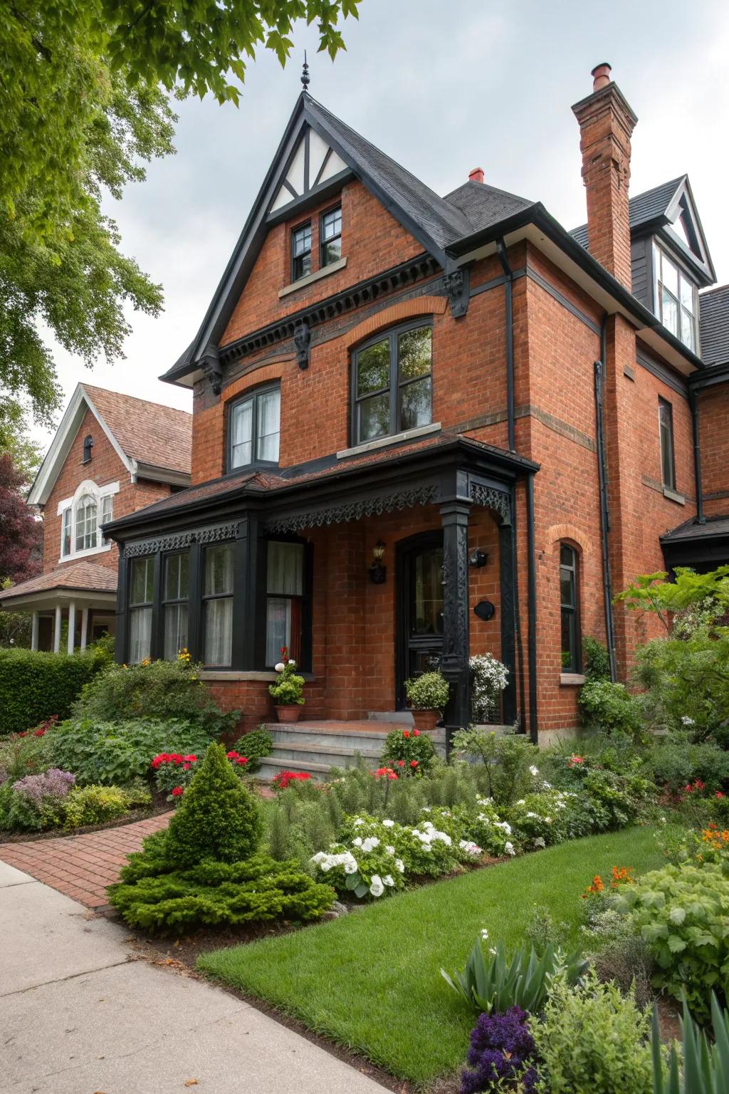 Timeless red brick meets modern accents for a fresh look.