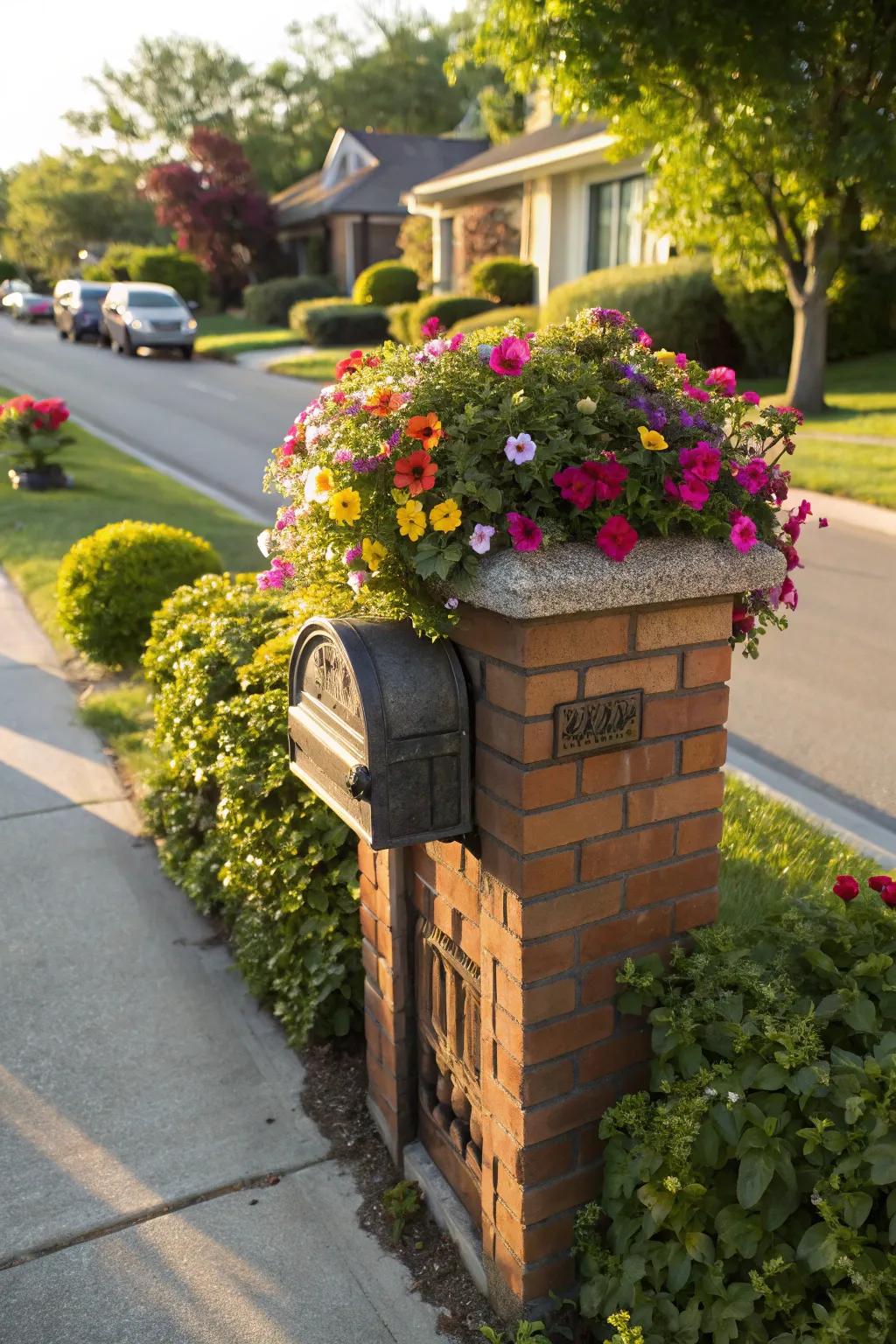 Brighten your mailbox with a floral topper for a lively and welcoming look.