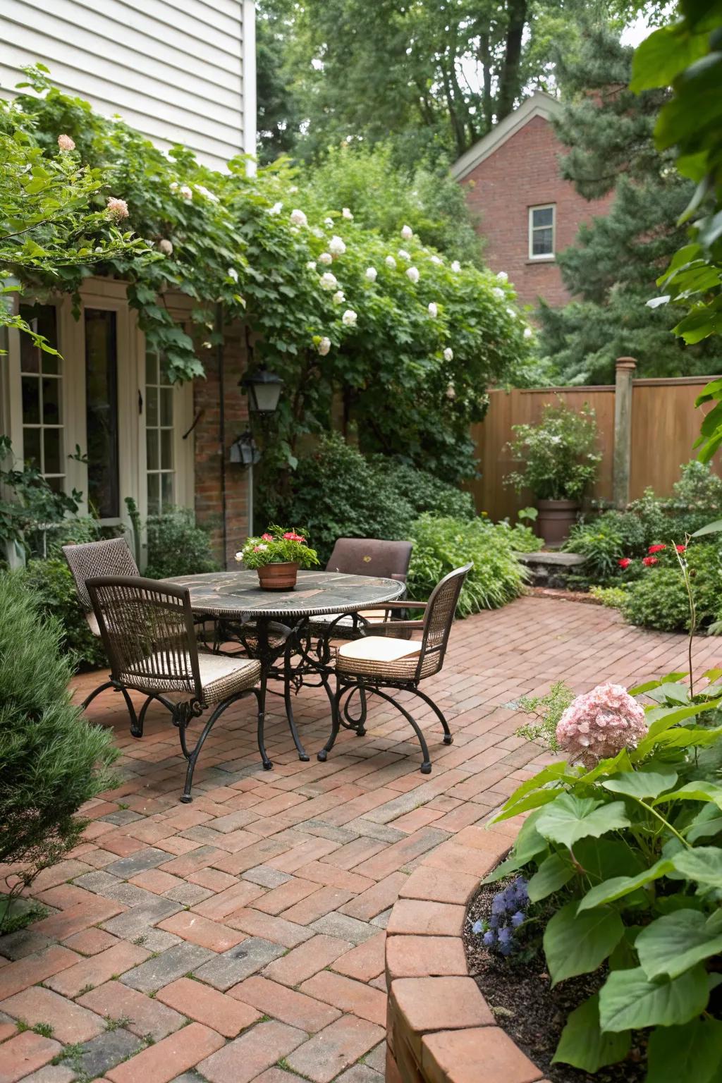 Dine under the stars on a stunning brick paver patio.
