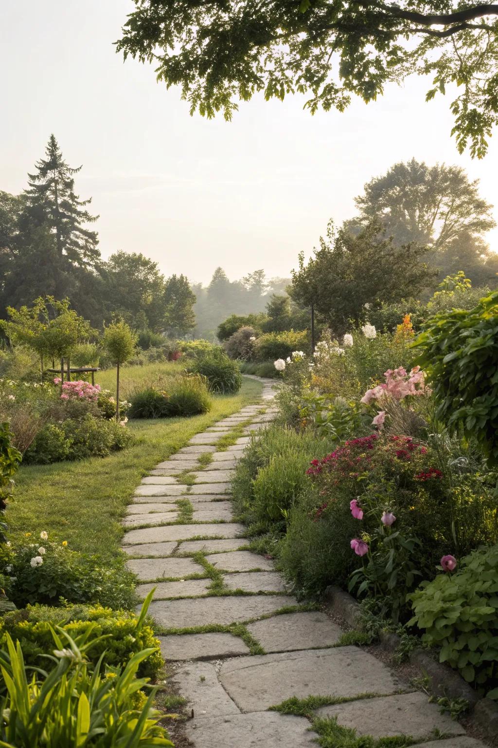 A simple stone pathway can add elegance and guide visitors through your garden.