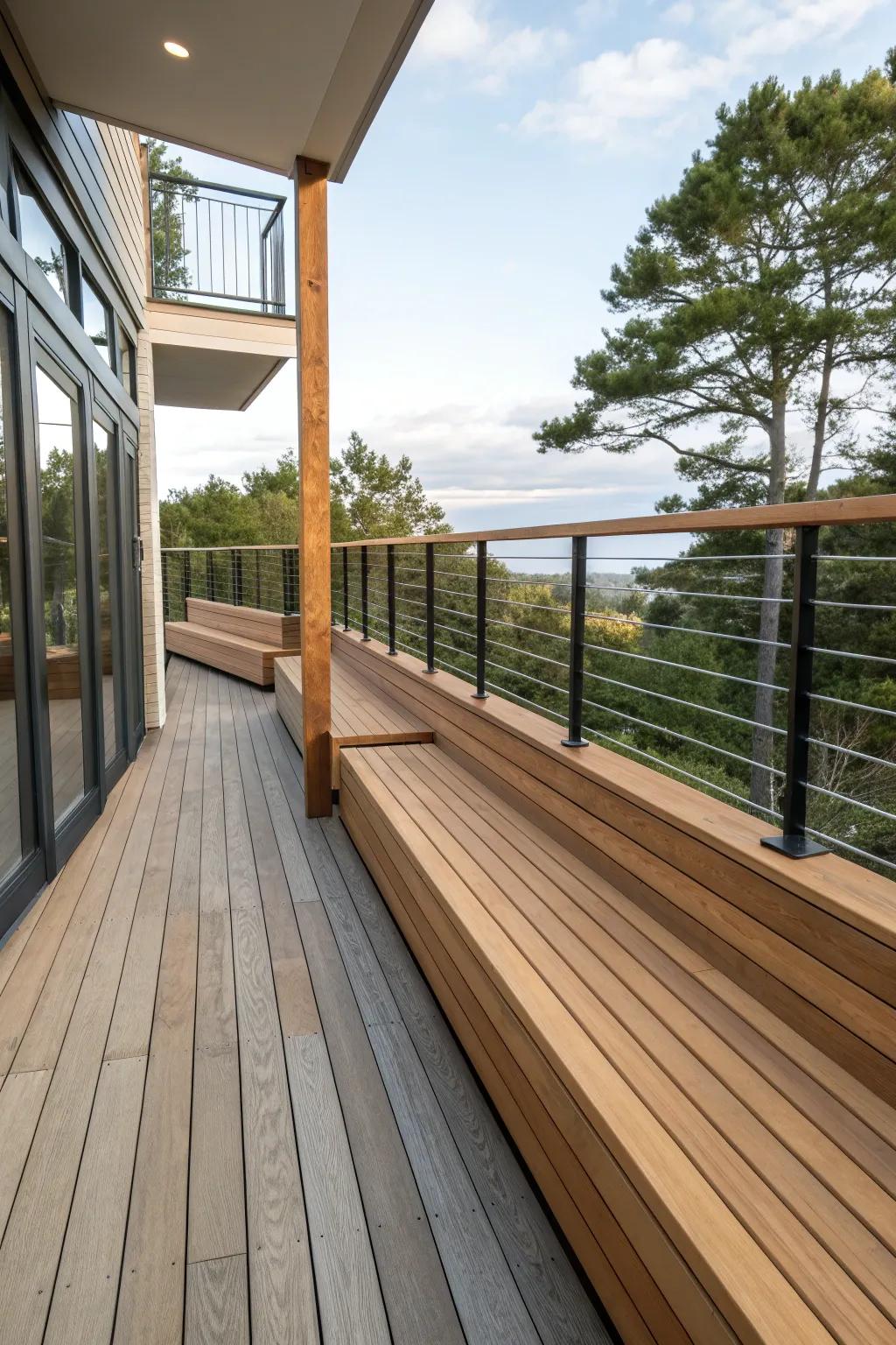 Integrated seating rail for a seamless deck experience.