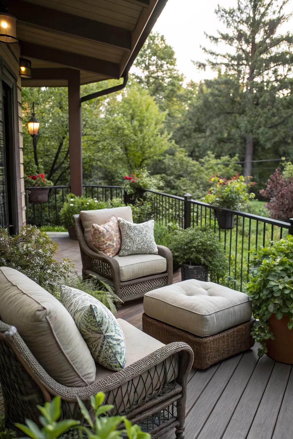 Corner seating nooks make your deck feel intimate and inviting.
