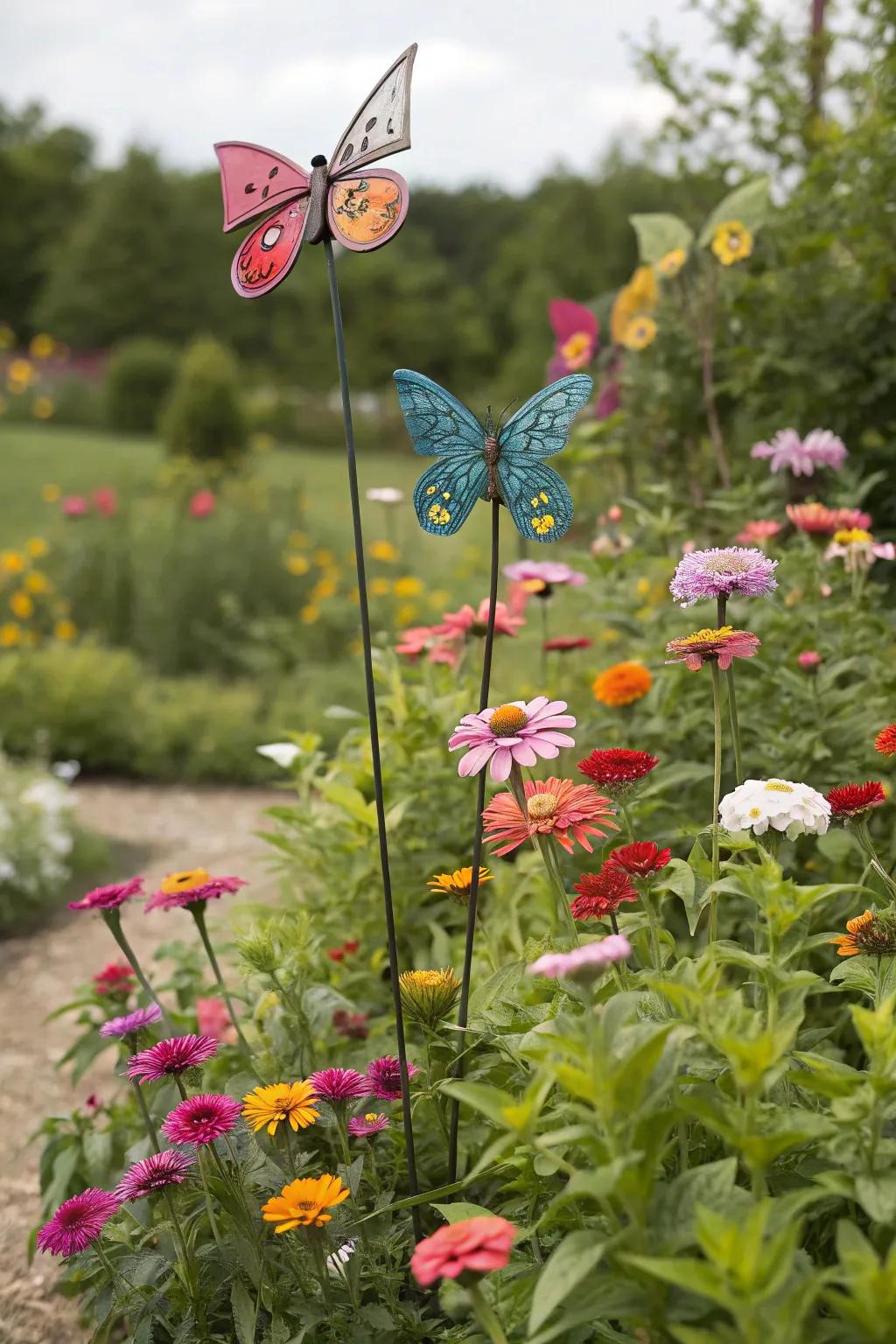Bring your garden to life with vibrant metal butterfly stakes.