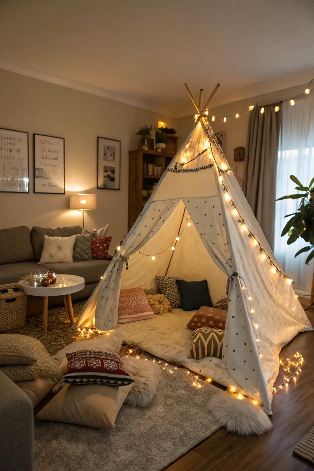 Transform your living room into an indoor campsite.
