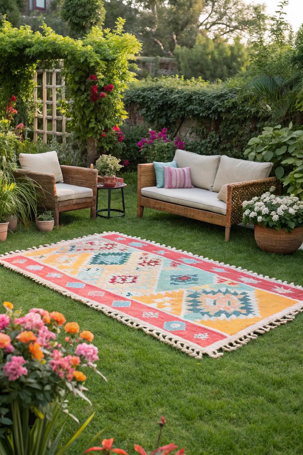 Outdoor rugs add style and protect your lawn