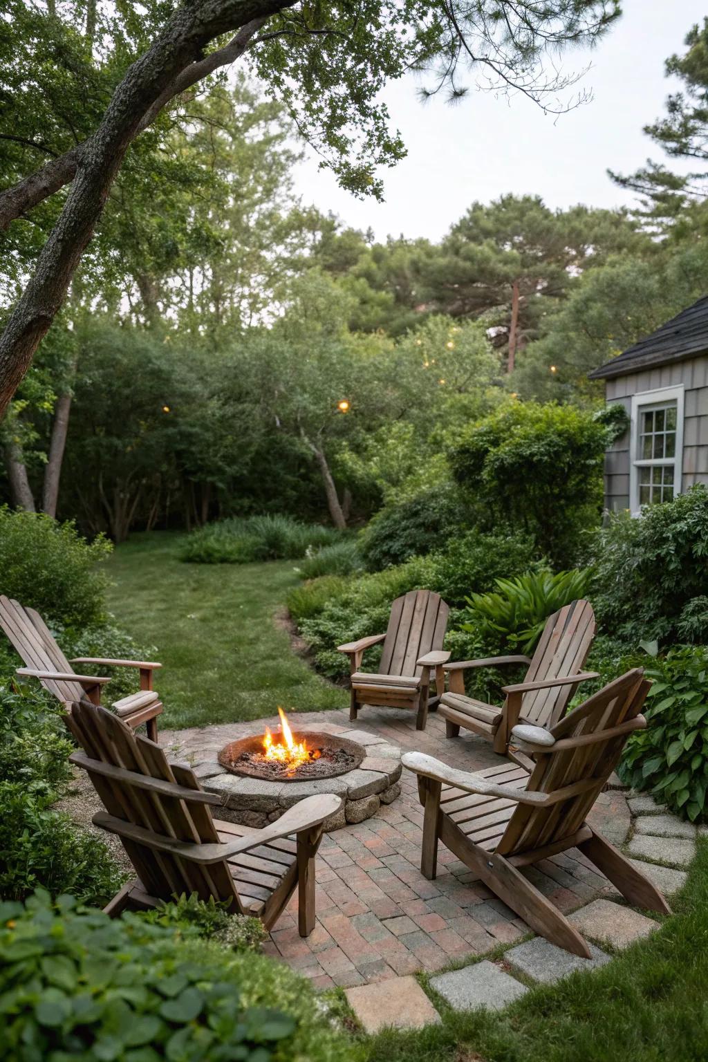 Relaxing Adirondack chairs that invite you to unwind and enjoy the outdoors.
