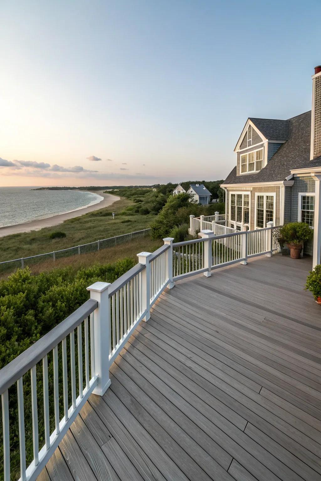 A classic wraparound deck offering stunning all-day views