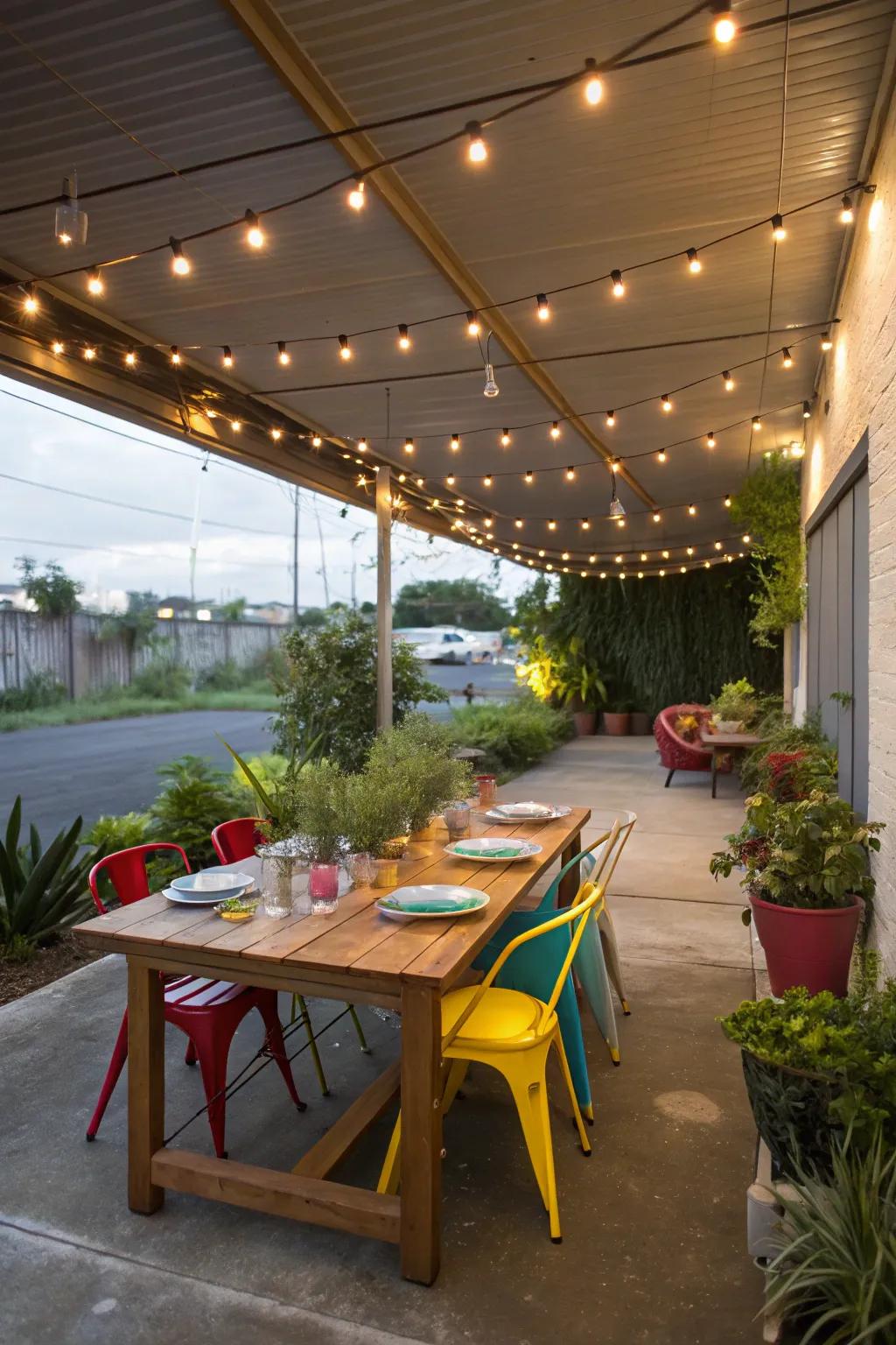 Turn your carport into a charming dining space for all occasions.