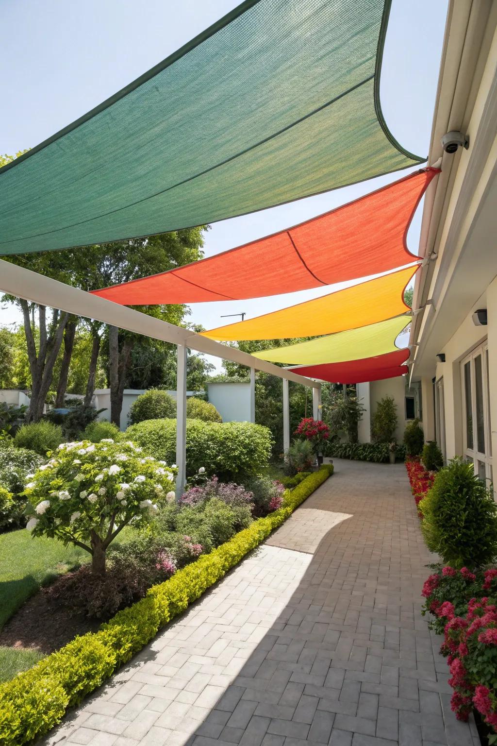 Shade sails bring a contemporary flair to any carport.