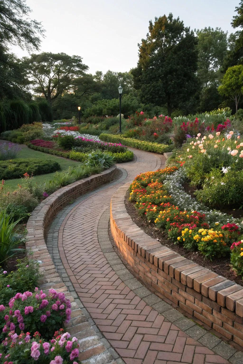 Classic brick edging adds timeless elegance to any garden.