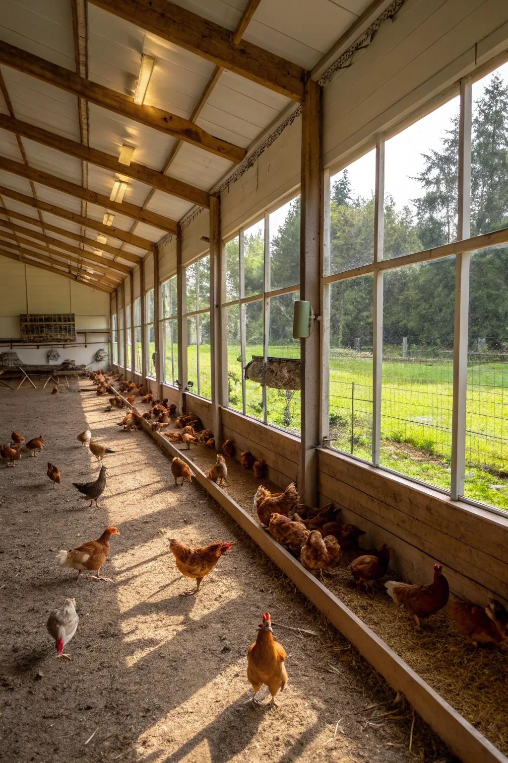 A spacious coop ensures comfort and freedom for your chickens.