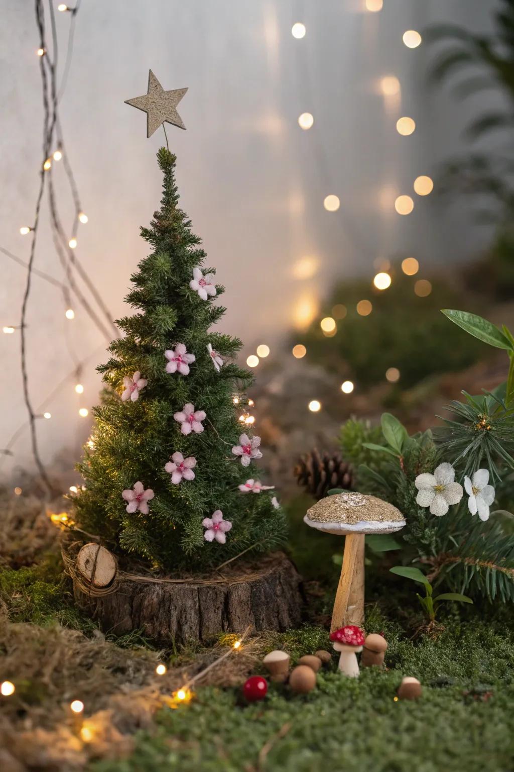 Miniature Christmas trees bring holiday cheer to your fairy garden.